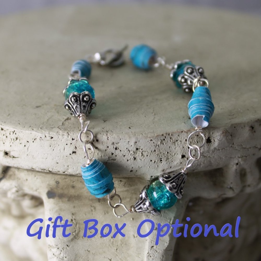 Paper Bead Glass Bracelet